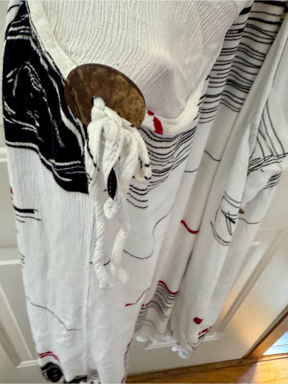 White Printed Maxi Dress with Red & Black Accents - Picture 3 of 3